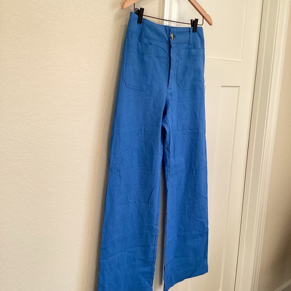 Anthropologie COLETTE Full-Length Linen Pants Maeve NEW 28 Blue - Picture 8 of 16